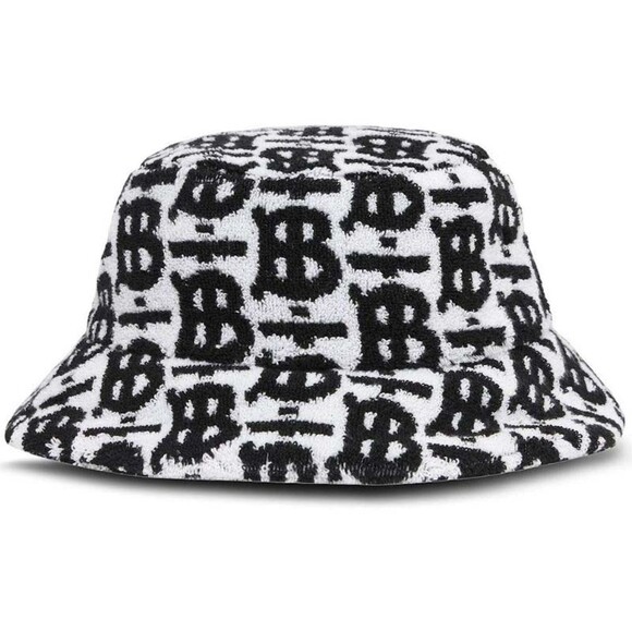 Burberry Bucket Hat Tb Monogram Pattern Terry Hat New Small Women’s Black White main image 6